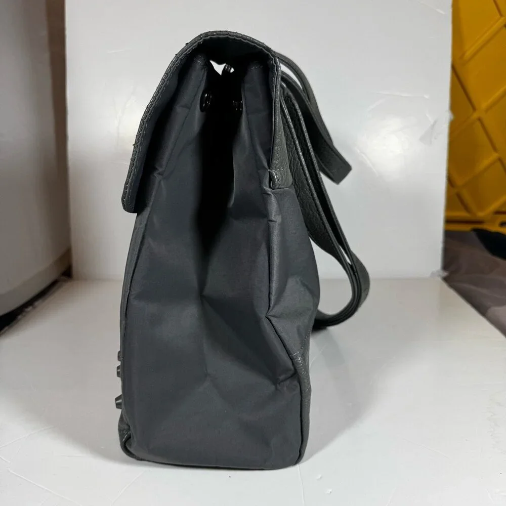 Kwani Tote Bag Gray Studded Nylon Leather Neutral Laptop Korea Adjustable Modern